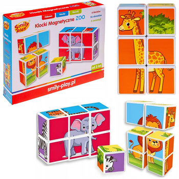 KLOCKI MAGNETYCZNE ZOO ZESTAW 6w1 ZWIERZĘTA