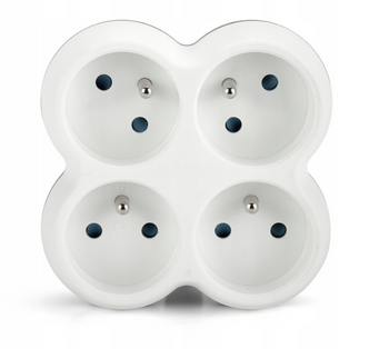 ROZGAŁĘŹNIK SIECIOWY CZTERY GNIAZDA ZŁODZIEJKA BIAŁA Z UZIEMIENIEM R-41