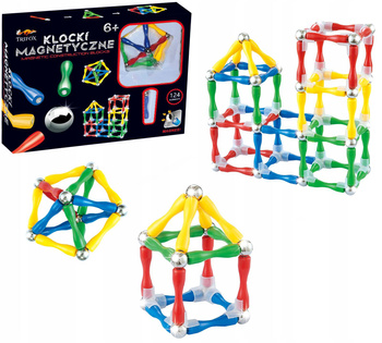 KLOCKI MAGNETYCZNE KONSTRUKCYJNE UKŁADANKA 124 EL