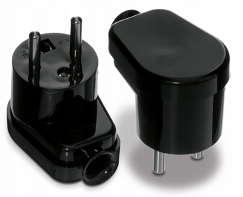 WTYCZKA KĄTOWA WTYK SIECIOWY ROZBIERALNA 2P+Z WT-16 CZARNY