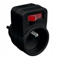 Rozgałęźnik sieciowy: 1 gniazdo z uziemieniem i wyłącznikiem, czarny