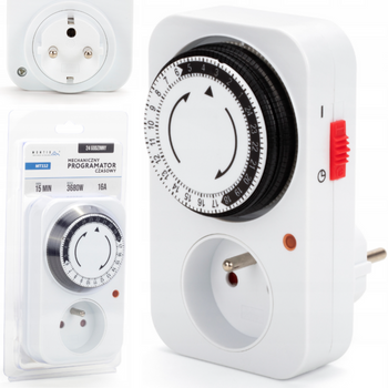 PROGRAMATOR CZASOWY MECHANICZNY DO GNIAZDKA DOBOWY TIMER  WŁĄCZNIK 24H