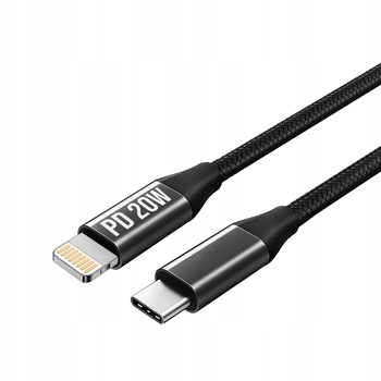 Kabel USB  Typu C - USB Lightning MOCNY 20W 3.0 1m WZMACNIANY OPLOT