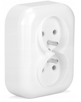 GNIAZDKO PODWÓJNE Z UZIEMIENIEM SIECIOWE NATYNKOWE WTYCZKOWE