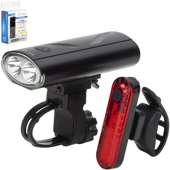 ZESTAW 2w1 LAMPKA ROWEROWA PRZÓD + TYŁ NA ROWER KIEROWNICE MOCNA AKUMULATOR
