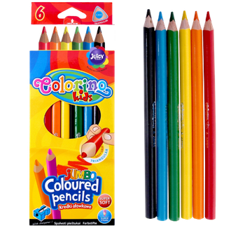 KREDKI TRÓJKĄTNE Z TEMPERÓWKĄ JUMBO 6 KOLORÓW