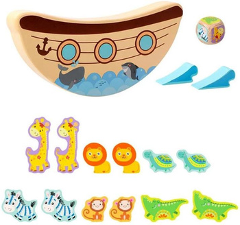 Edukacyjna Łódka Drewniana Zwierzęta Wieża Balans