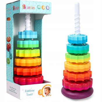 WIEŻA TĘCZOWA PIRAMIDKA SPIRALA DO UKŁADANIA