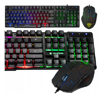 ZESTAW KLAWIATURA + MYSZKA GAMINGOWA DLA GRACZY PODŚWIETLANA RGB USB