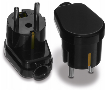 WTYCZKA KĄTOWA WTYK SIECIOWY ROZBIERALNA Uni-Schuko 2P+Z WT-16U CZARNY