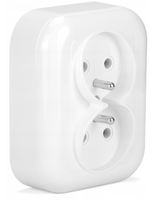 GNIAZDKO PODWÓJNE Z UZIEMIENIEM SIECIOWE NATYNKOWE WTYCZKOWE