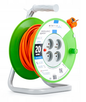 PRZEDŁUŻACZ BĘBNOWY  3x1,0 NA BĘBNIE 2300W IP20 4 GNIAZDA OGRODOWY 20M